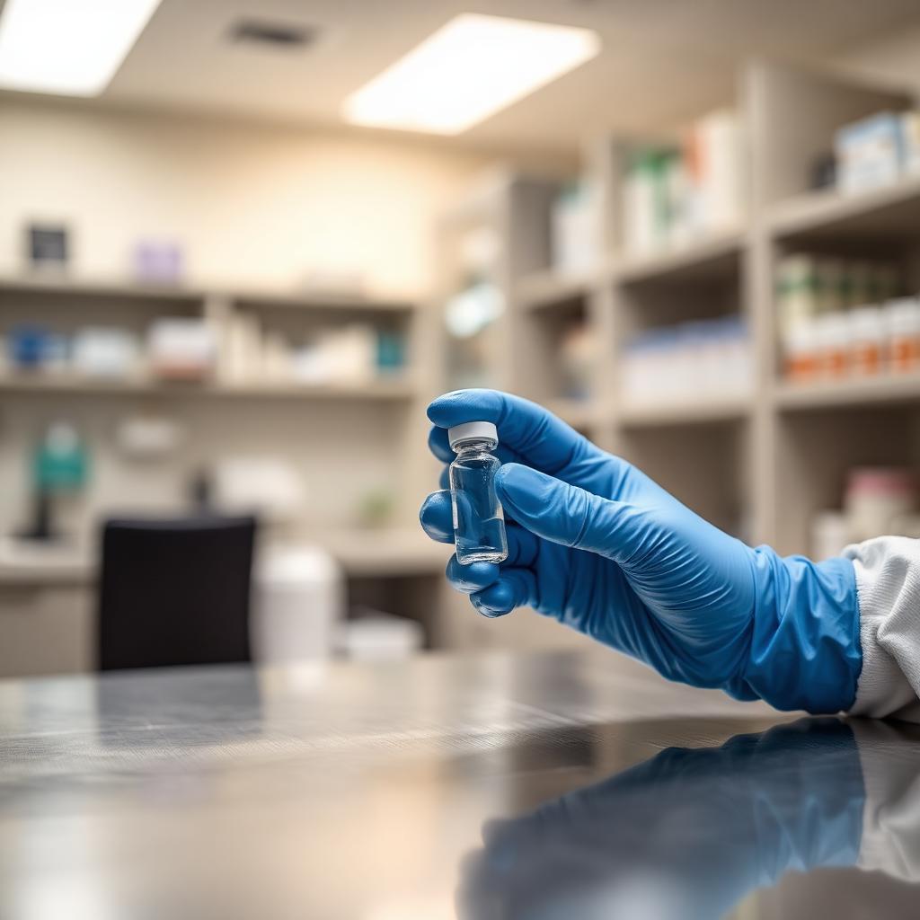 Pharmacist filling a compounded vial